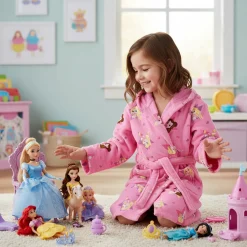 Accappatoio bambina con cappuccio Disney Principesse rosa