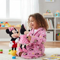 Accappatoio bambina in spugna con cappuccio Disney Minnie rosa