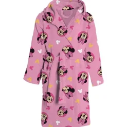 Accappatoio bambina in spugna con cappuccio Disney Minnie rosa