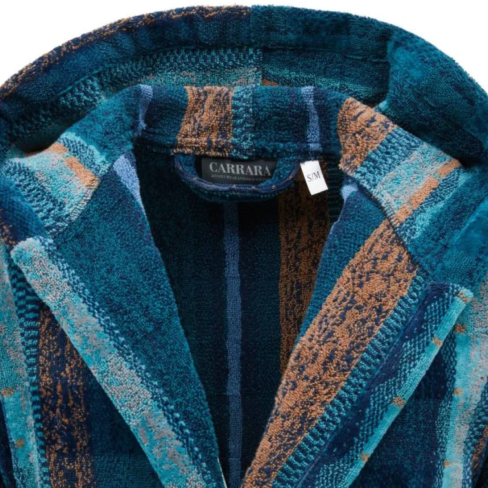 Accappatoio Carrara in Spugna con Cappuccio melange blu Tandy
