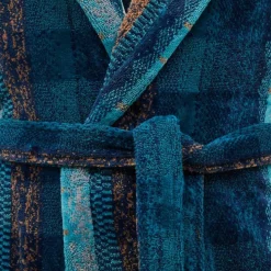 Accappatoio Carrara in Spugna con Cappuccio melange blu Tandy