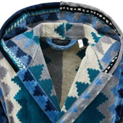 Accappatoio Carrara in Spugna Zig-Zag Blu con Cappuccio