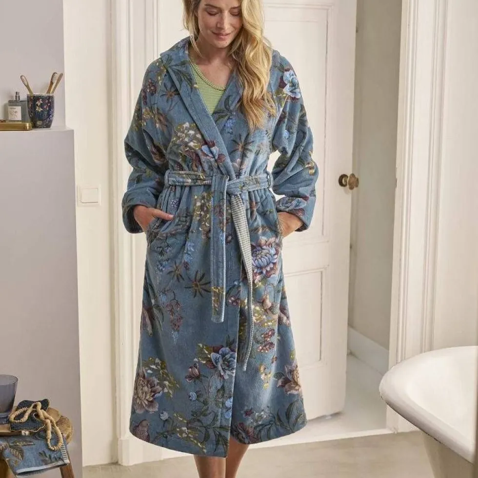 Accappatoio donna spugna PIP STUDIO Secret Garden blu