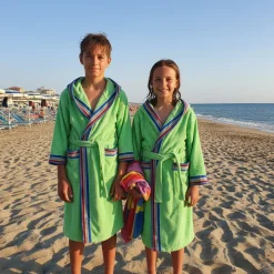 Accappatoio JUNIOR spugna con cappuccio GABEL Pongo verde