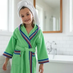 Accappatoio JUNIOR spugna con cappuccio GABEL Pongo verde