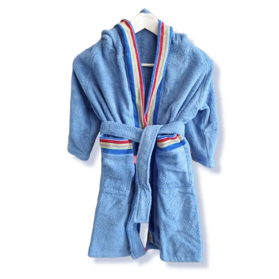 Accappatoio JUNIOR spugna con cappuccio GABEL Pongo bluette