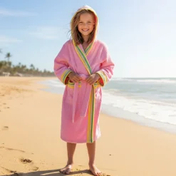 Accappatoio JUNIOR spugna con cappuccio GABEL Pongo rosa