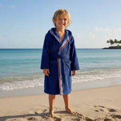 Accappatoio JUNIOR spugna con cappuccio GABEL Pongo blu