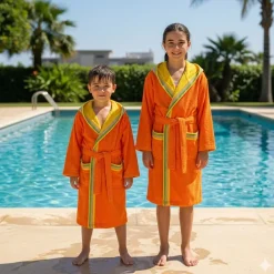 Accappatoio JUNIOR spugna con cappuccio GABEL Pongo arancio