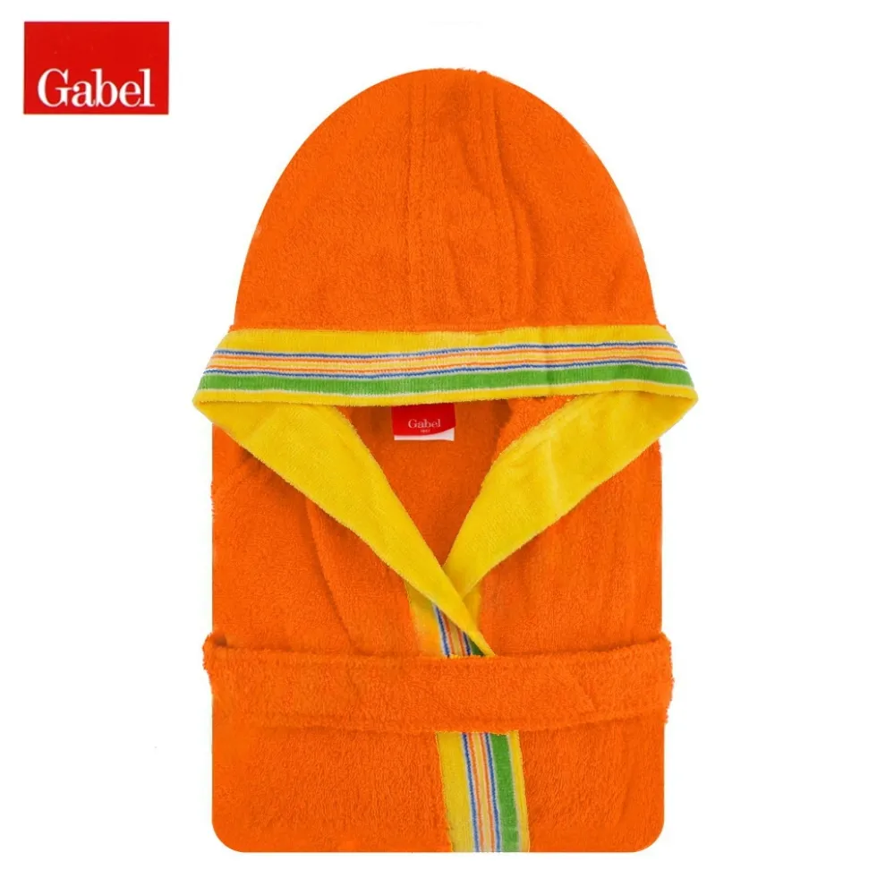 Accappatoio JUNIOR spugna con cappuccio GABEL Pongo arancio