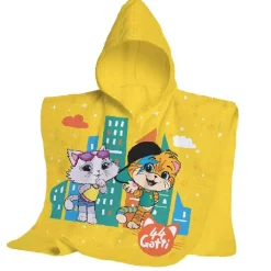 Accappatoio Poncho in spugna 44 Gatti Giallo per bambini