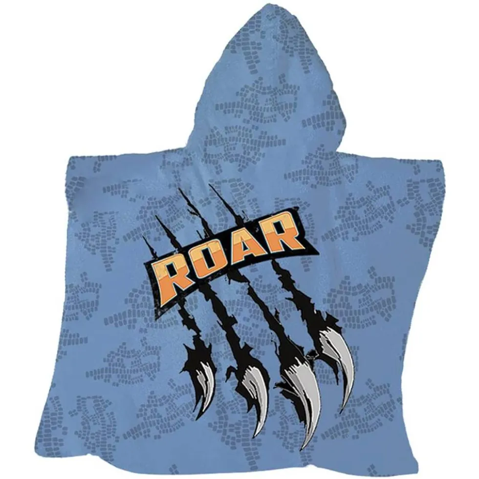 Accappatoio Poncho MAXI in spugna Dinosauri blu per bambini