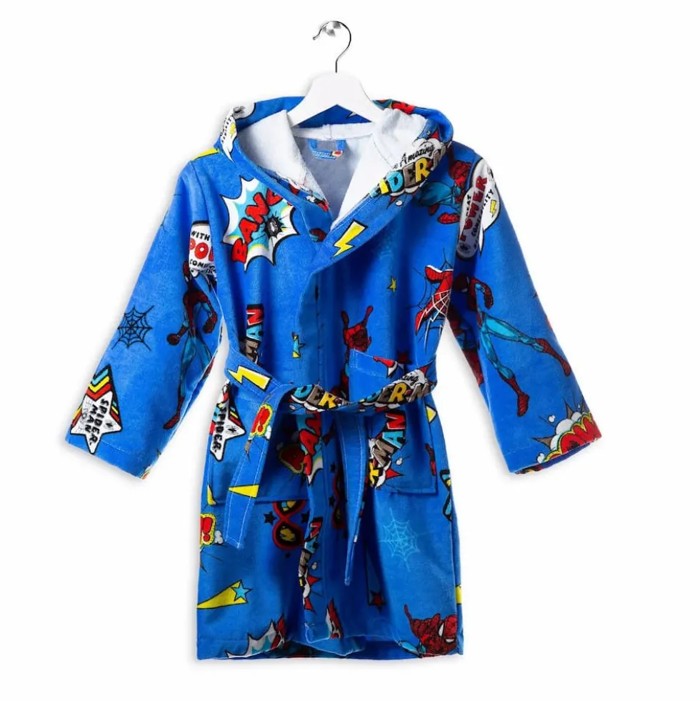Accappatoio Spiderman Power Spider Man Bambino blu con cappuccio