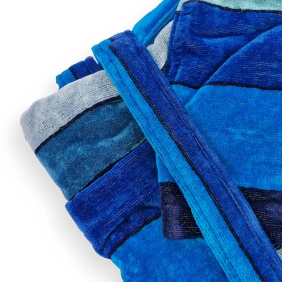 Accappatoio spugna e cappuccio Carrara TROPICS Blu