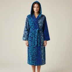Accappatoio UNISEX Carrara in spugna con cappuccio OCEAN blu