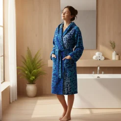 Accappatoio UNISEX Carrara in spugna con cappuccio OCEAN blu