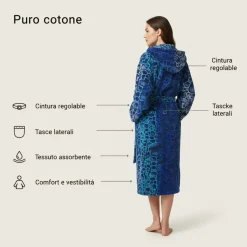 Accappatoio UNISEX Carrara in spugna con cappuccio OCEAN blu