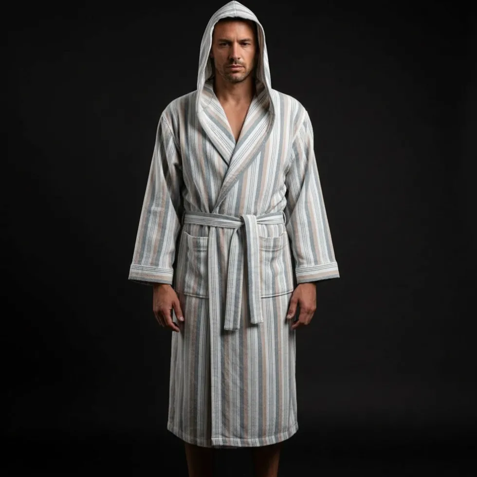 Accappatoio UNISEX in microspugna jacquard GABEL IDRA tinto in filo