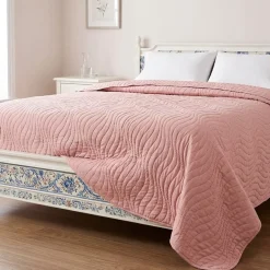 Acquista Online Trapuntino Sunny Wave Rosa Matrimoniale Leggero