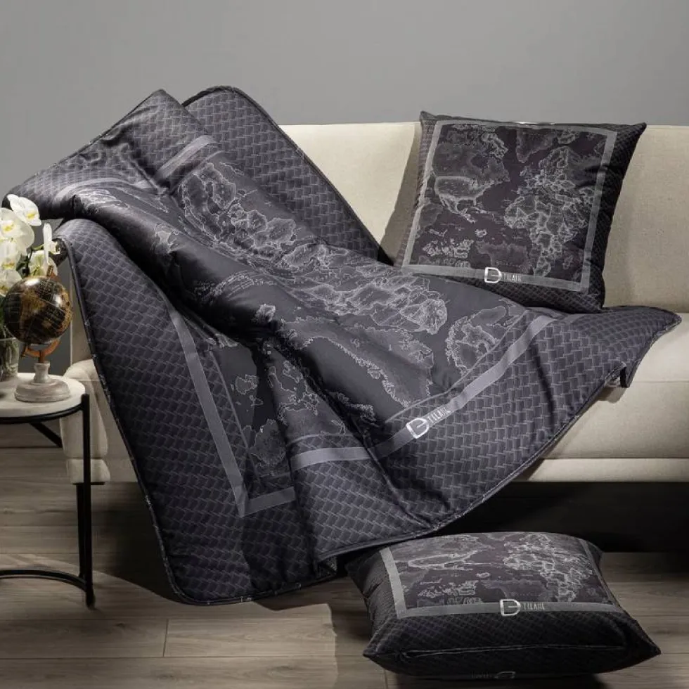 Alviero Martini Plaid Geo Night 130x170 nero in raso di cotone