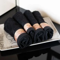 Alviero Martini set 4 lavette bagno 30x30 in spugna GEO CLASSIC nero