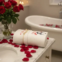 Asciugamani in cotone I Love You idea regalo romantica