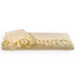 Asciugamani lusso Set 1+1 Carrara ROSY Burro con frange