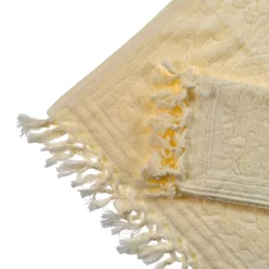 Asciugamani lusso Set 1+1 Carrara Raffy Burro con frange 20 nodi