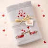Asciugamani romantici con cagnolini innamorati idea regalo