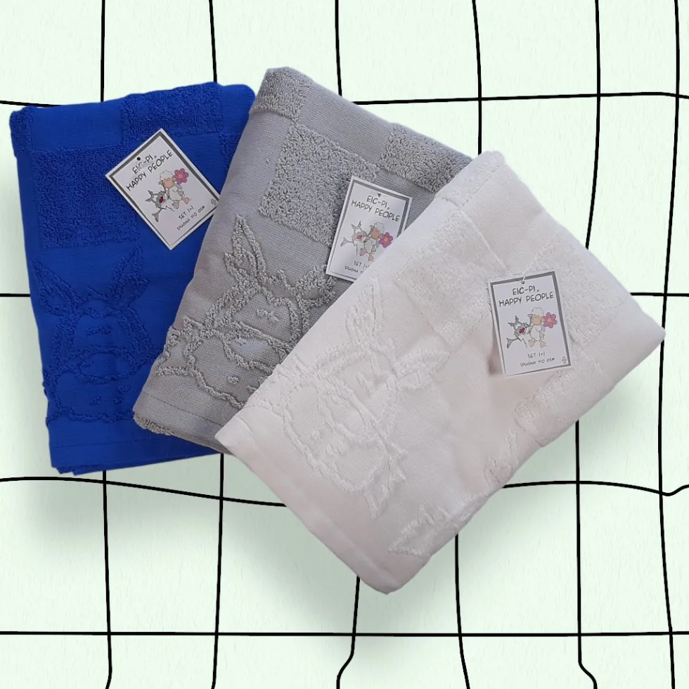 Asciugamano e ospite in spugna jacquard Eic-Pi Lupo Multicolor