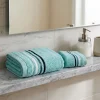 Asciugamano viso + ospite 100% spugna con bordo a a righe Acqua