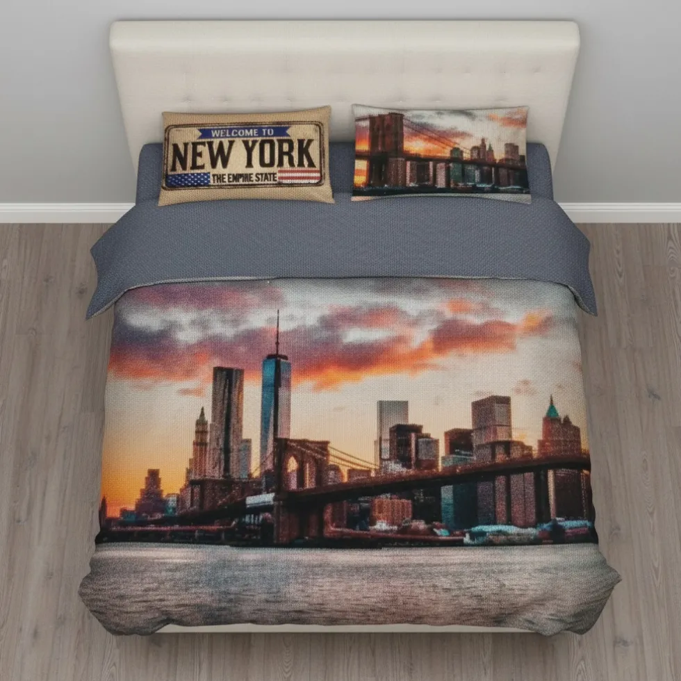 Bassetti Brooklyn Set Copripiumino Matrimoniale | 100% Cotone