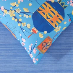 Bassetti completo copripiumino matrimoniale Koyoto azzurro doubleface