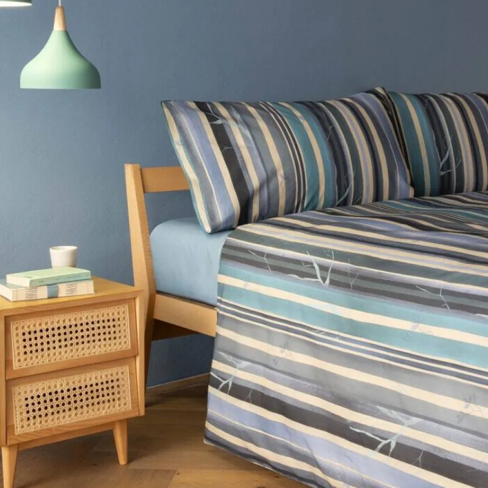 BASSETTI | Completo copripiumone Grove B2 blu piazza e mezza