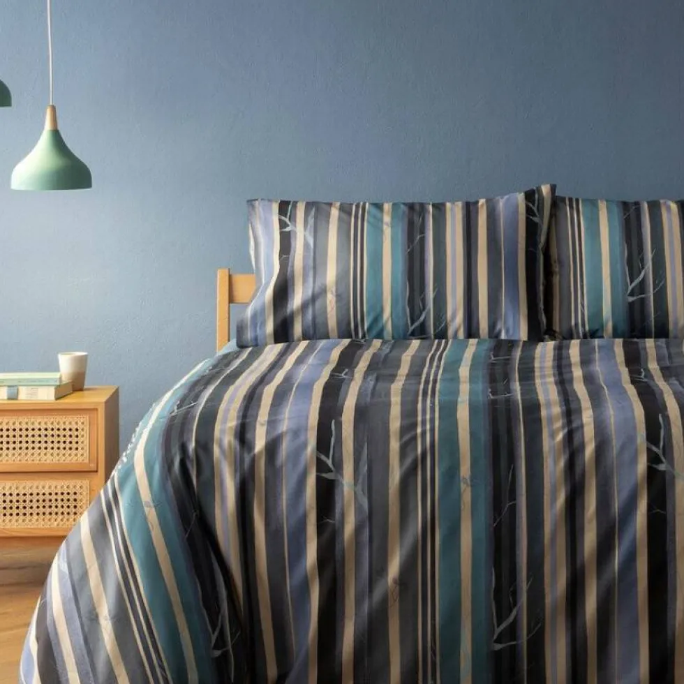BASSETTI | Completo copripiumone Grove B2 blu piazza e mezza