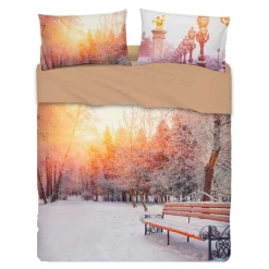 Bassetti completo lenzuola-copriletto Snow Paris in puro cotone