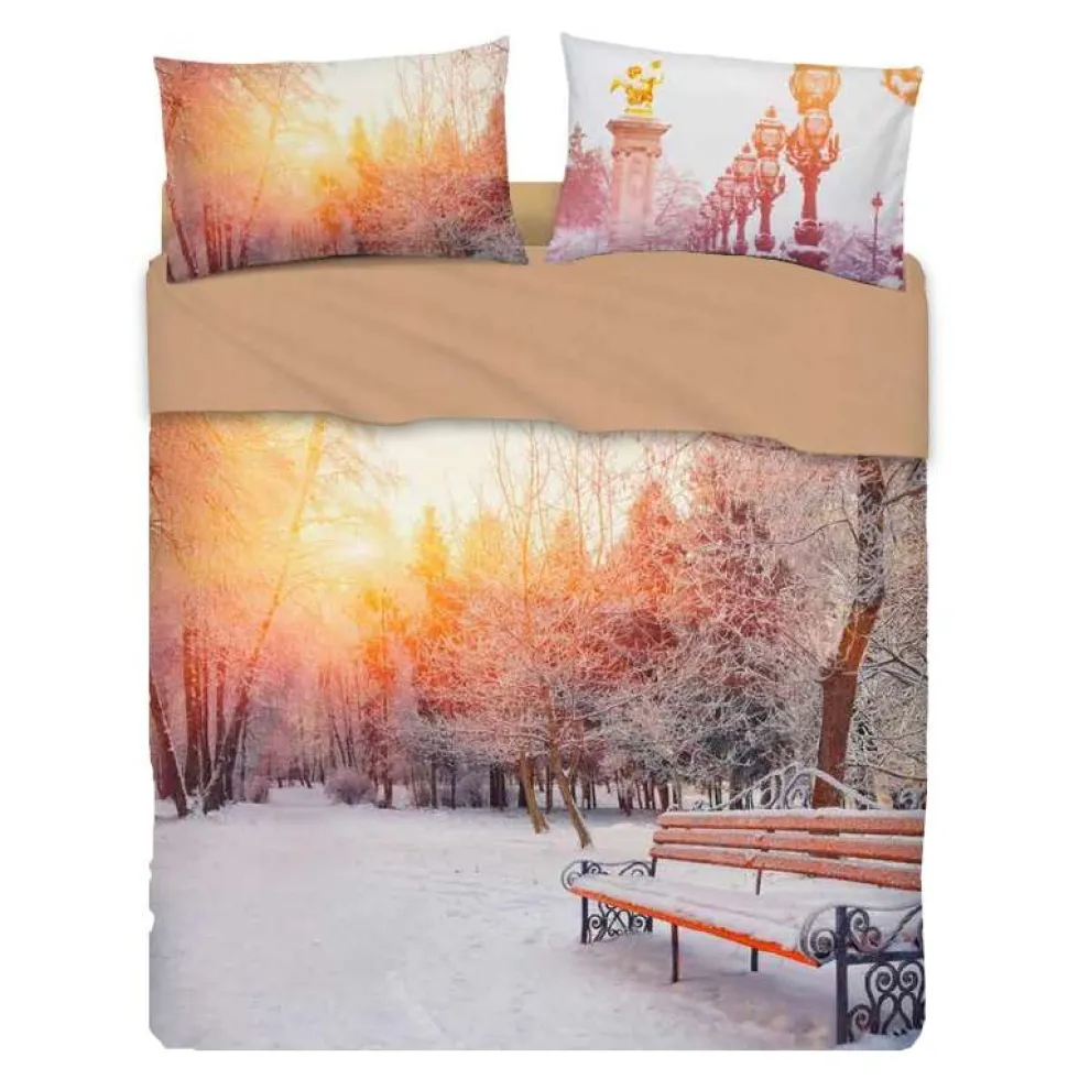 Bassetti completo lenzuola-copriletto Snow Paris in puro cotone