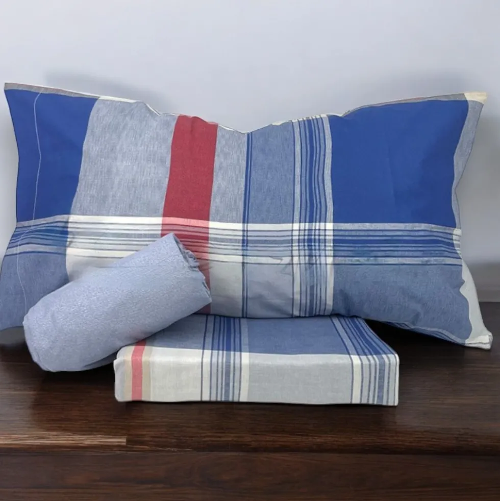 Bassetti completo letto matrimoniale 240x280 SCOTLAND blu e rosso