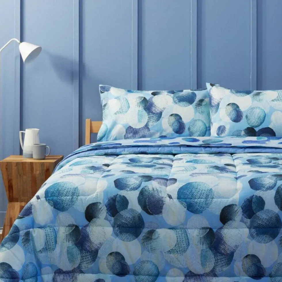 Bassetti Lenzuola COMPLETO LETTO matrimoniale STRAY DOT POIS celeste