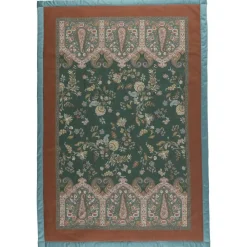 Bassetti Plaid Indian Roses V1 Petrolio 135x190 - Eleganza Floreale Granfoulard