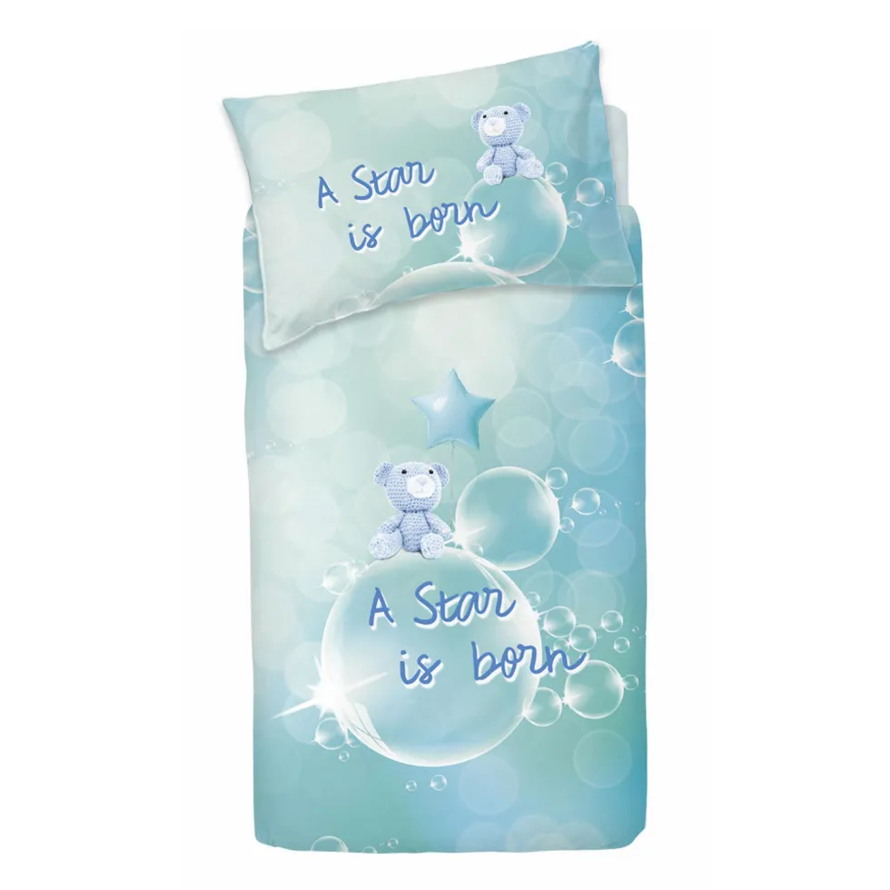 Bassetti set copripiumino lettino 90x110 A Star Is Born cotone rosa/azzurro/giallo
