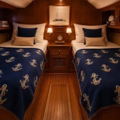 BenasciuttiCasa Plaid Lana Cotta 170x170 Ancore Blu Navy Nautico