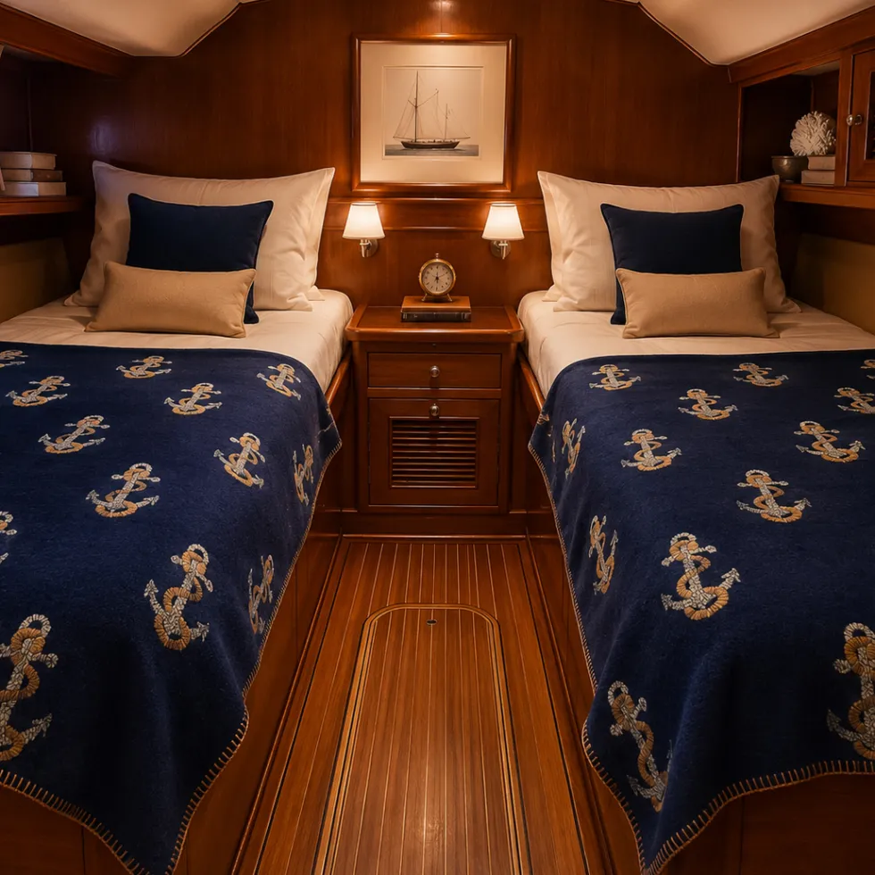 BenasciuttiCasa Plaid Lana Cotta 170x170 Ancore Blu Navy Nautico