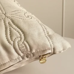 BORBONESE | Cuscino Arredo ricamato 45x45 Prestige nocciola in cotone