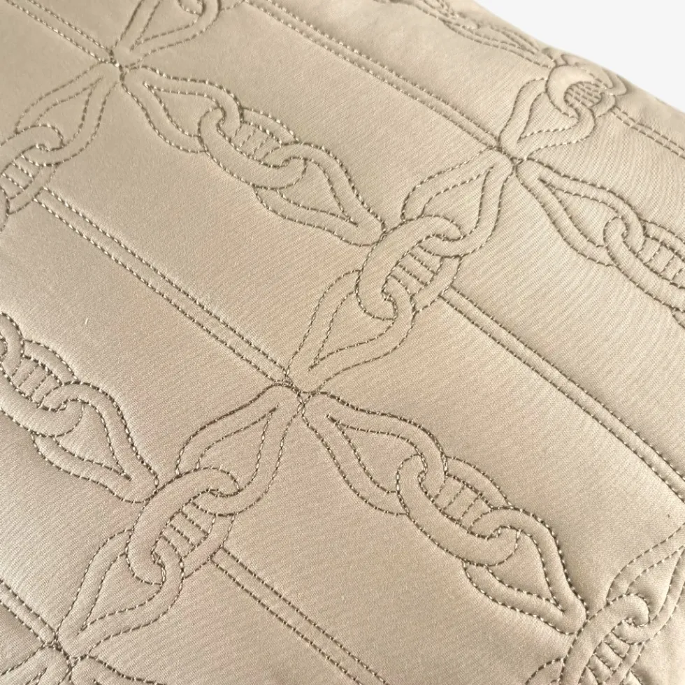 BORBONESE | Cuscino Arredo ricamato 45x45 Prestige nocciola in cotone