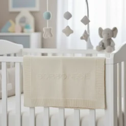 Borbonese KIDS copertina Honey avorio in maglia di cotone 65x90