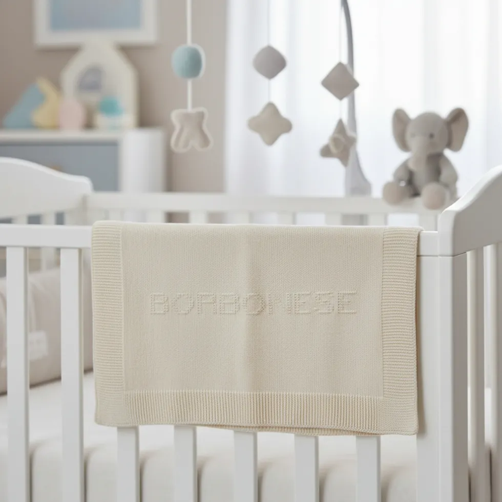 Borbonese KIDS copertina Honey avorio in maglia di cotone 65x90