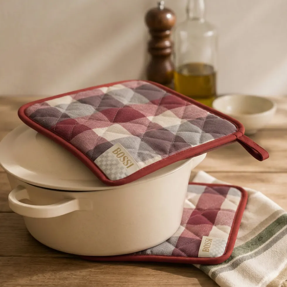 BOSSI CASA | Coppia di Presine Cucina in cotone 1435 rosa 20x20