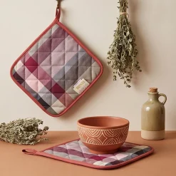 BOSSI CASA | Coppia di Presine Cucina in cotone 1435 rosa 20x20