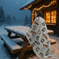 Caldo Plaid in Lana Cotta Gattini grigio - Soffice e Accogliente
